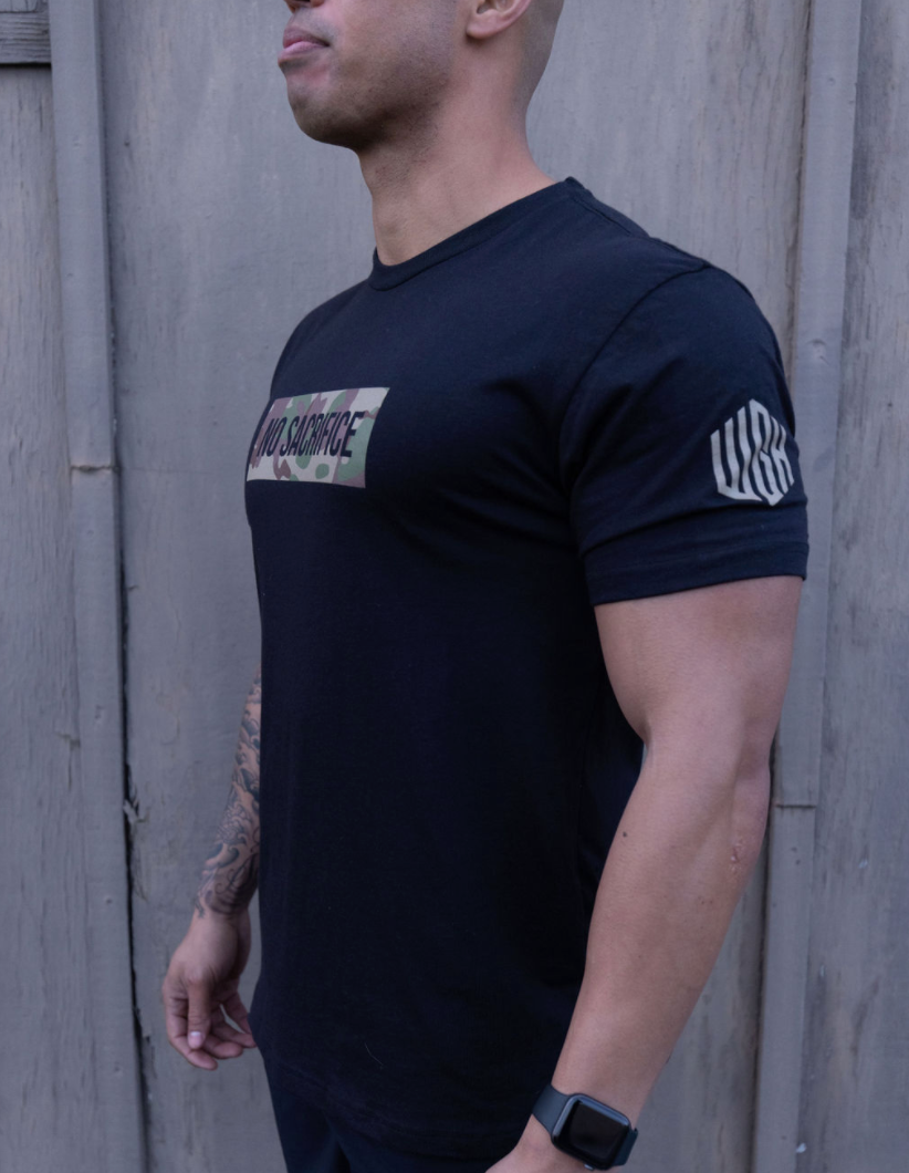 NO SACRIFICE, NO VICTORY T-SHIRT - BLACK & MULTICAM