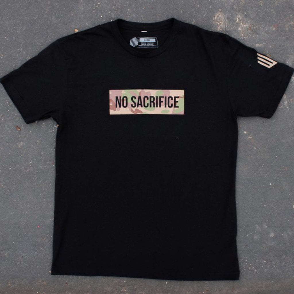 NO SACRIFICE, NO VICTORY T-SHIRT - BLACK & MULTICAM