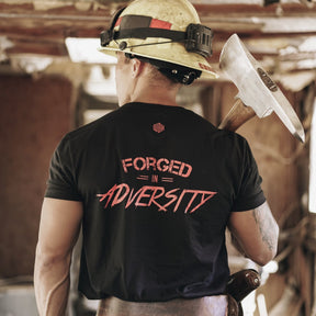 WE GO HOME FORGED IN ADVERSITY T-SHIRT - BLACK/RED